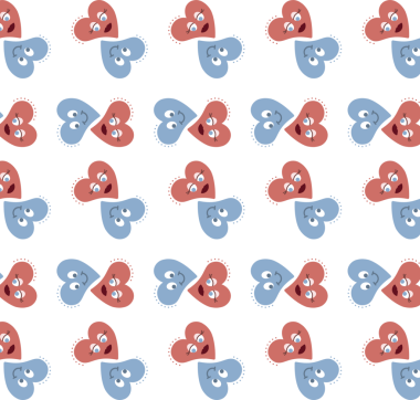 Şeffaf arkaplanda gülümseyen pembe, mavi kalbin dijital png çizimi. İzole görüntü, sevgililer günü, aşk, romantizm ve kutlama..