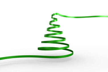 Şeffaf arkaplanda yeşil kurdelenin dijital png çizimi. İzole edilmiş görüntü, Noel ve kutlama.