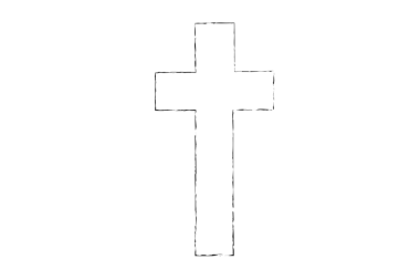 Şeffaf arkaplanda siyah haçın dijital png çizimi. İzole görüntü, şekiller ve din kavramı.