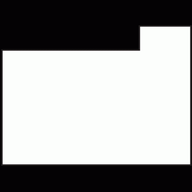 Şeffaf arkaplanda asimetrik beyaz blok şeklinin dijital png çizimi. İzole edilmiş resim, boş beyaz alan şablonu.