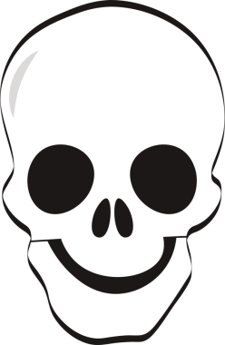 Saydam arka planda gülümseyen insan kafatasının dijital png çizimi. İzole görüntü, grafikler, insan vücudu..