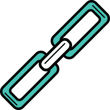 Şeffaf arkaplanda mavi ve beyaz zincirin dijital png çizimi. İzole görüntü, karşılıklı bağlantı ve güç.