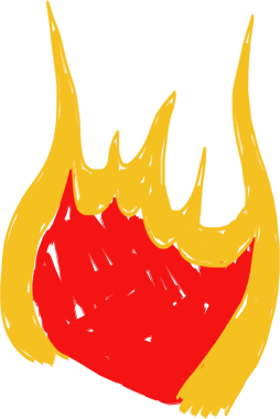 Şeffaf arkaplanda kırmızı ve sarı alevlerin dijital png çizimi. İzole edilmiş görüntü, soyut ve şekilli kavram.