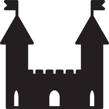 Şeffaf arkaplanda şato sembolünün dijital png çizimi. İzole görüntü, tarih ve sembol kavramı.