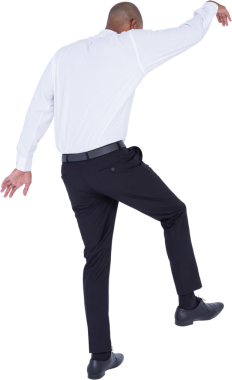 Şeffaf arka planda melez bir adamın dijital png fotoğrafı. İzole imaj, iş ve ofis kavramı.