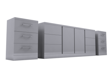 Saydam arkaplanda gri dolapların dijital png fotoğrafı. İzole fotoğraf, mobilya ve iş konsepti.