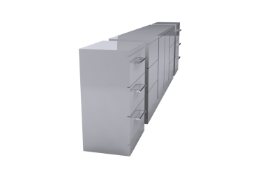 Saydam arkaplanda çekmeceleri olan kitaplığın dijital png çizimi. İzole görüntü, mobilya ve iç tasarım kavramı.