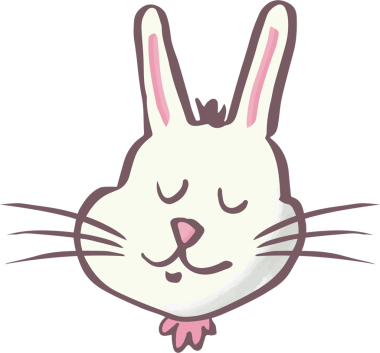 Şeffaf arka planda gülümseyen tavşan kafasının dijital png çizimi. İzole vektör, paskalya, hayvan, doğa.