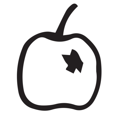 Şeffaf arkaplanda elma sembolünün dijital png çizimi. İzole vektör, doğa ve organik gıda konsepti.