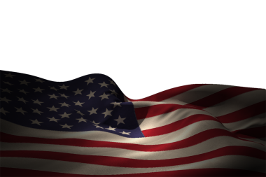 Şeffaf arka planda Birleşik Devletler bayrağının dijital png çizimi. İzole görüntü, milliyet ve sembol kavramı.