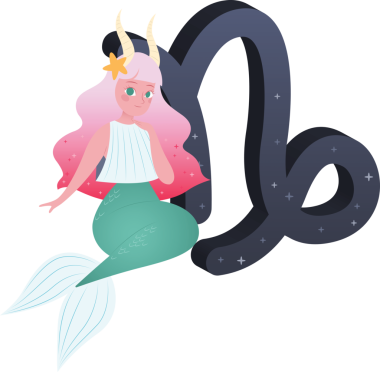 Şeffaf arka planda Oğlak burcunun dijital png çizimi. İzole görüntü, yıldız falı ve burç işaretleri kavramı.