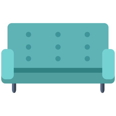 Şeffaf arkaplanda mavi kanepenin dijital png çizimi. İzole görüntü, iç mekan, tasarım ve mobilya.