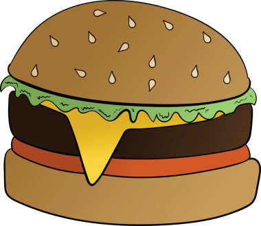 Şeffaf arkaplanda renkli hamburgerin dijital png çizimi. İzole görüntü, yemek ve pişirme konsepti.