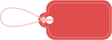 Saydam arkaplanda kopyalama alanı olan kırmızı etiketin dijital png çizimi. İzole görüntü, şekiller ve metin kavramı.