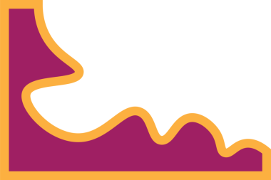 Şeffaf arkaplanda kopyalama alanı olan mor turuncu şekillerin dijital png çizimi. İzole görüntü, şekiller ve kalıp kavramı.