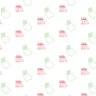 Şeffaf arkaplanda yeşil ve kırmızı desenlerin dijital png çizimi. İzole görüntü, desen, şekil ve sembol kavramı.