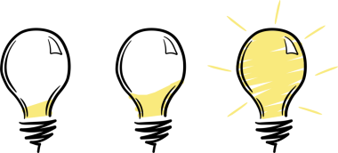 Şeffaf arkaplanda sarı çizim olan ampullerin dijital png çizimi. İzole görüntü, ışık ve fikir.