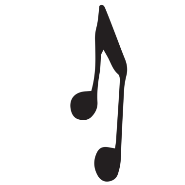 Şeffaf arkaplanda siyah notun dijital png çizimi. Ayrı görüntü, müzik, şekiller ve şablon.