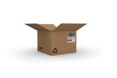 Şeffaf arkaplanda açık karton kutunun dijital png çizimi. İzole görüntü, paket nakliyat, teslimat..