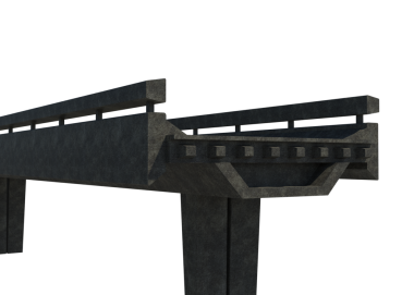 Köprünün şeffaf arkaplan üzerindeki bölümünün dijital png çizimi. İzole görüntü, mühendislik ve mimari konsepti.