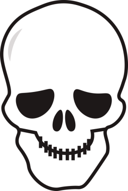 Şeffaf arka planda beyaz kafatasının dijital png çizimi. İzole görüntü, kemikler ve ölüm kavramı.