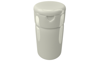 Şeffaf arkaplanda beyaz çöp tenekesinin dijital png çizimi. İzole görüntü, çöp ve ekoloji kavramı.