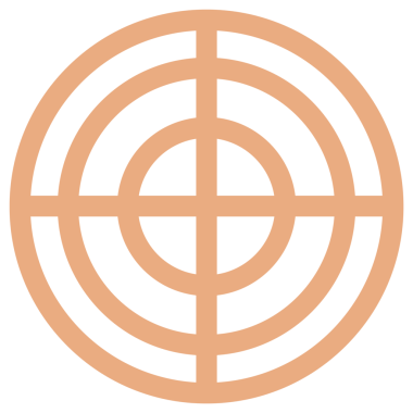 Şeffaf arkaplanda turuncu daireler bulunan beyaz kadranın dijital png çizimi. Ayrı görüntü, hedef, hedef takip, işaret.