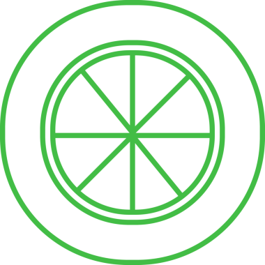 Yeşil dairelerin dijital png çizimi ve şeffaf arkaplan şekilleri. İzole görüntü, şekiller ve kalıp kavramı.