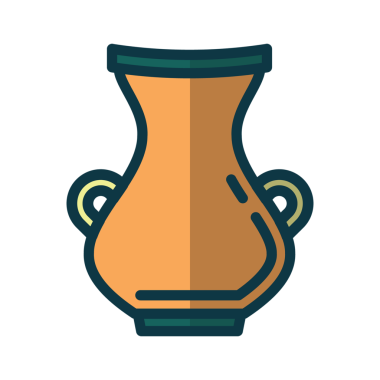 Şeffaf arkaplanda turuncu vazonun dijital png çizimi. İzole görüntü, iç dekorasyon ve tasarım kavramı.