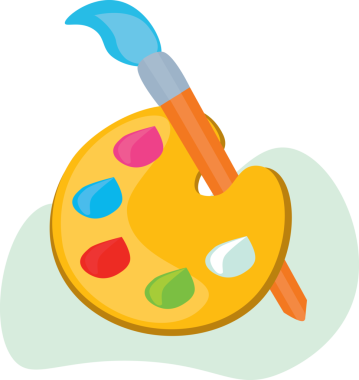 Renk paletinin dijital png çizimi ve şeffaf arkaplanda fırça. İzole görüntü, sanat ve hobiler..