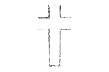 Şeffaf arkaplanda siyah haçın dijital png çizimi. İzole görüntü, din ve inanç kavramı.