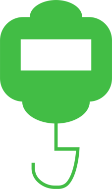 Yeşil bulutun dijital png çizimi, şeffaf arkaplanda kanca ve kopyalama alanı. Ayrı resim, tasarım arkaplan, maket.