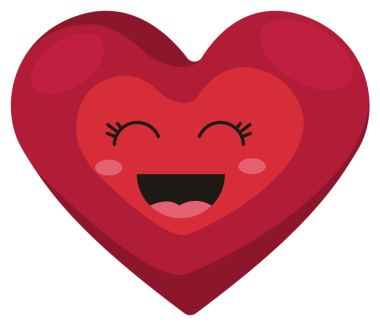 Kırmızı kalbin dijital png çizimi ve şeffaf arkaplanda mutlu bir yüz. İzole görüntü, aşk, romantizm ve Sevgililer Günü.