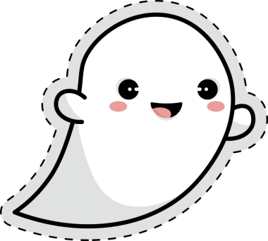 Şeffaf arka planda mutlu hayaletin dijital png çizimi. İzole görüntü, çizgi film ve sembol kavramı.