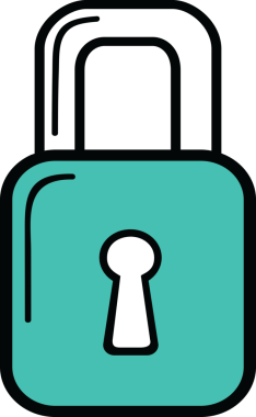 Saydam arkaplanda anahtar deliği olan mavi ve beyaz asma kilidin dijital png çizimi. İzole görüntü, güvenlik ve koruma.