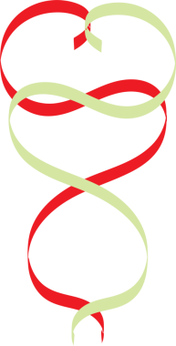 Şeffaf arkaplanda kırmızı ve yeşil kurdelelerin dijital png çizimi. Ayrı görüntü, soyut, şekiller ve desenler.