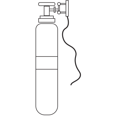 Şeffaf arkaplanda oksijen tankının dijital png çizimi. İzole görüntü, ilaç ve sağlık konsepti.