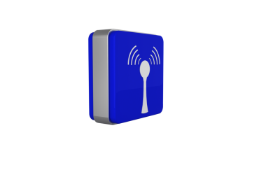 Şeffaf arkaplanda wifi simgesi olan mavi bloğun dijital png çizimi. İzole görüntü, teknoloji ve sosyal medya kavramı.