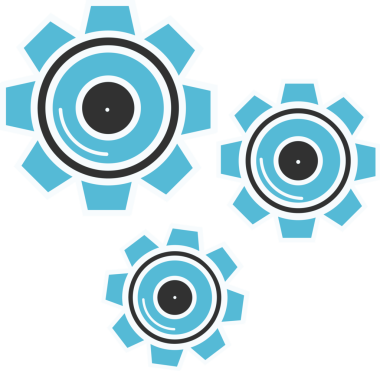 Şeffaf arkaplanda mavi dişlilerin dijital png çizimi. İzole görüntü, iş akışı ve sanayi konsepti.