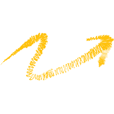 Şeffaf arkaplanda sarı eğimli okun dijital png çizimi. İzole görüntü, sembol ve şekil kavramı.