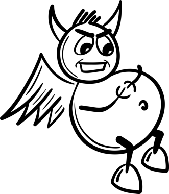 Şeffaf arkaplanda şeytan simgesinin dijital png çizimi. Ayrı görüntü, soyut ve simge kavramı.