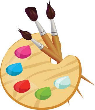 Resimlerin dijital png çizimi ve şeffaf arkaplanda palet üzerine boya. İzole görüntü, sanat, resim ve yaratıcılık.