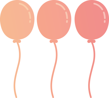 Şeffaf arkaplan üzerinde üç balonun dijital png çizimi. İzole imaj, parti ve kutlama konsepti.