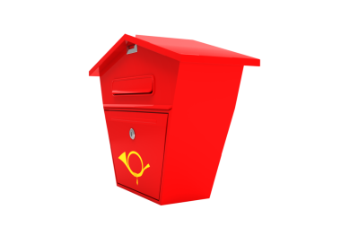 Şeffaf arkaplanda kırmızı posta kutusunun dijital png çizimi. İzole görüntü, post ve iletişim konsepti.