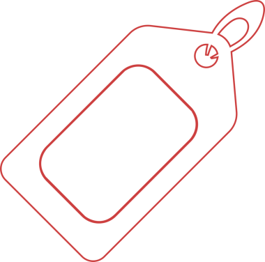 Saydam arkaplanda kopya alanı olan kırmızı etiketin dijital png çizimi. İzole görüntü, alışveriş ve şekiller.