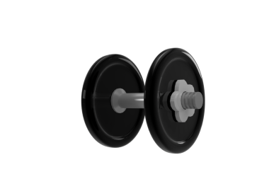 Şeffaf arkaplanda tek bir Blakc dambılının dijital png çizimi. İzole görüntü, spor ve spor salonu.