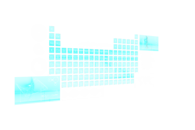 Şeffaf arkaplan üzerinde kapsam taraması ve periyodik tablonun dijital png çizimi. İzole görüntü, teknoloji ve kimya konsepti.