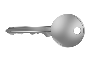 Şeffaf arkaplanda gümüş anahtarın dijital png çizimi. İzole görüntü, mülk ve güvenlik kavramı.