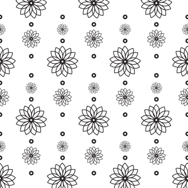 Siyah çizgi çiçek tasarımının dijital png çizimi ve halkalar şeffaf arkaplanda tekrarlandı. İzole görüntü, doğa, model ve arkaplan tasarımı.