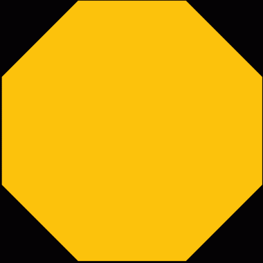 Saydam arkaplanda kopya alanı olan büyük sarı sekizgenin dijital png çizimi. Ayrı resim, tasarım arkaplan ve maket.